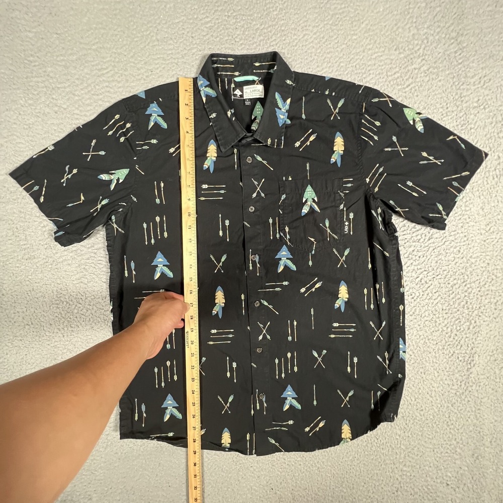 LRG Lifted Research Group Shirt Mens Large Black Native American Print Button Up - Picture 5 of 12